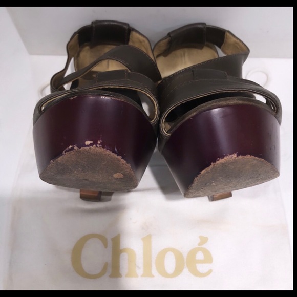 Chloe olive Platform wedge heels - Picture 6 of 10